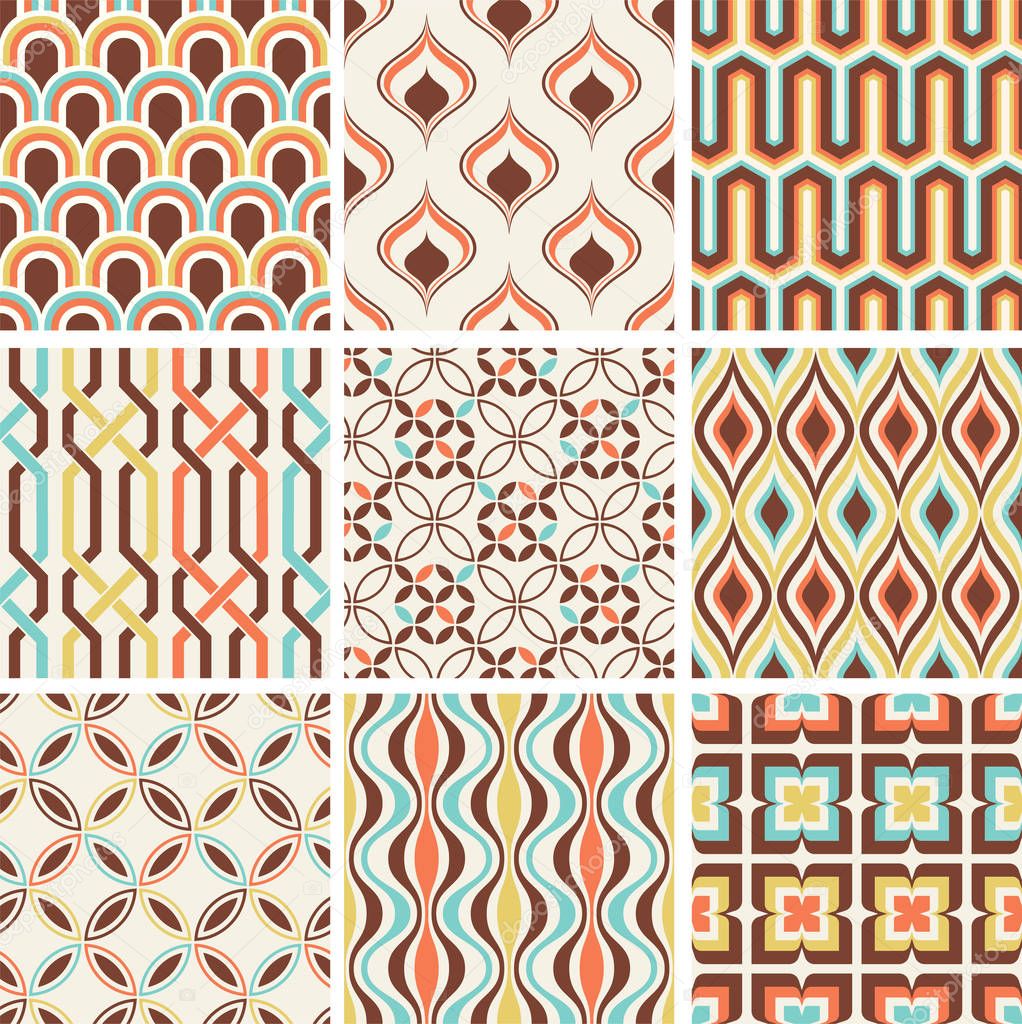 Seamless fashion nostalgic geometric pattern. Retro textile print in vector format. Perfect for Cushion/Pillow Cover