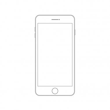 Çizim modern smartphone anahat. Smartphone anahat vektör tasarım şablonu sahte. Cep telefonu satırı simgesi. Doodle cep telefonu. Çizim smartphone anahat. Smartphone anahat simgesi. Modern cep telefonu.