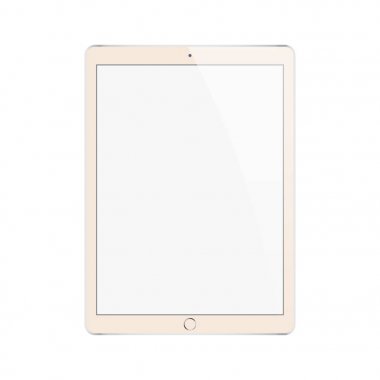 İpad tarzı altın renkli ve kalem ya da beyaz arka plan üzerinde izole kalem tablet. hisse senedi vektör çizim eps10