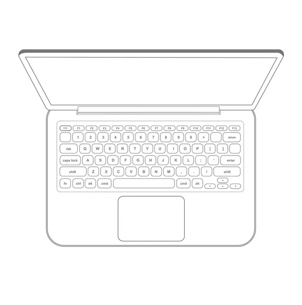 Wektor Zarys Notebook Komputer Laptop — Wektor stockowy