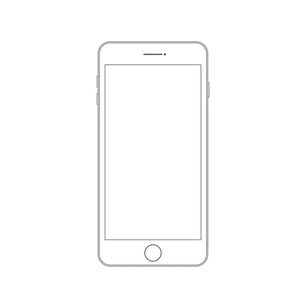 Outline Disegno Smartphone Moderno Profilo Dello Smartphone Modella Modello Progettazione — Vettoriale Stock