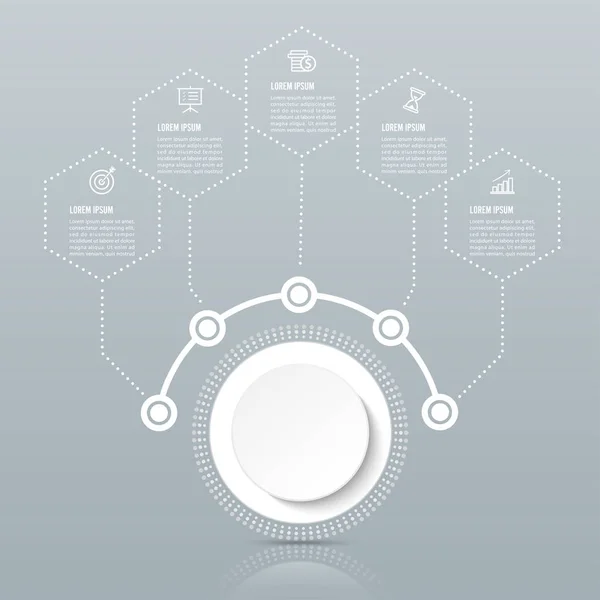Vektorová Infografická Šablona Papírovým Štítkem Integrované Kruhy Obchodní Koncept Možnostmi — Stockový vektor