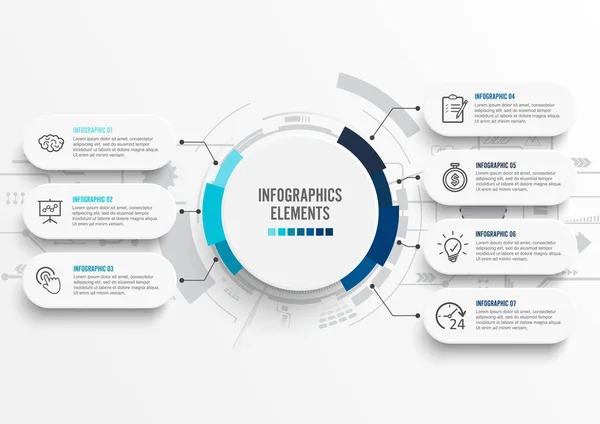 Vector Infographic Template Paper Label Integrated Circle 옵션이 순서도 — 스톡 벡터