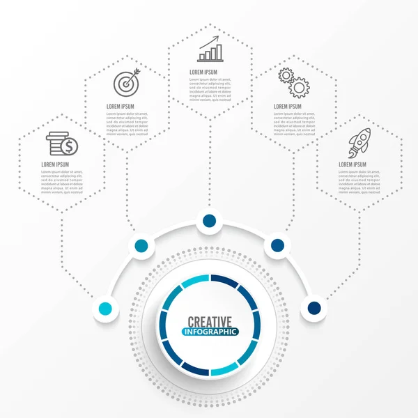 Vektor Infografika Sablon Papír Címke Integrált Körök Üzleti Koncepció Opciókkal — Stock Vector