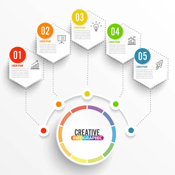 Vektor Infografika Sablon Papír Címke Integrált Körök Üzleti Koncepció Opciókkal — Stock Vector