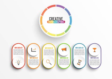 Soyut bilgi grafikleri sayı seçenekleri şablonu. Vektör çizimi. İş akışı düzeni, diyagram, iş adımları altı seçenek, pankart, web tasarımı için kullanılabilir