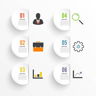 Çalışma akışı, bayrak, diyagram, web tasarımı, alan şeması için altı pozisyon için numaralandırılmış şablon zaman çizgisi renkli yatay numara kullanılabilir