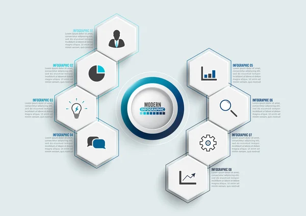 Modelo Infográfico Vetorial Com Etiqueta Papel Círculos Integrados Conceito Negócio —  Vetores de Stock