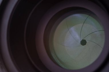 Iris yaprakları ayna lens üzerinde