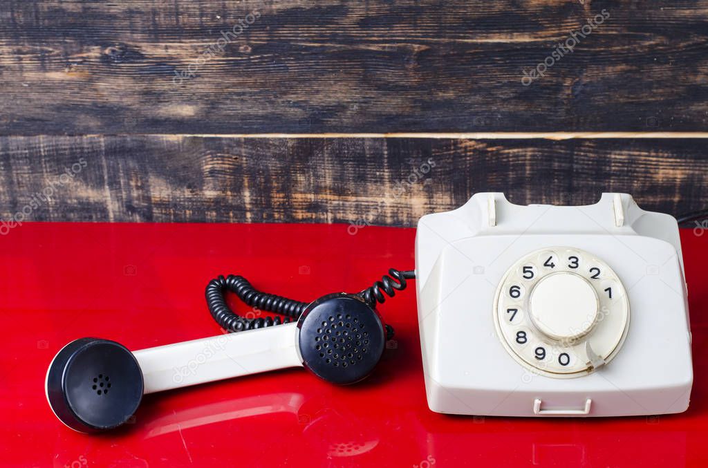 retro phone on a desk