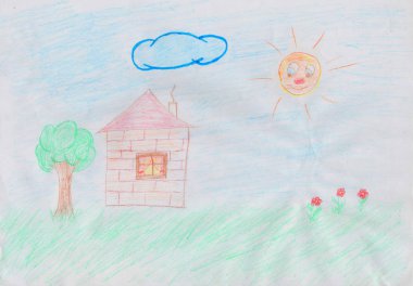 Kağıt üzerine çocuk çizimi