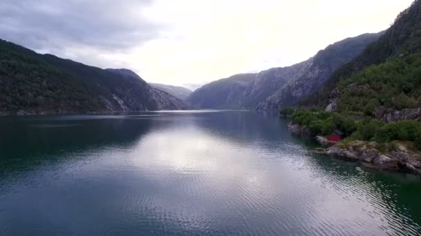 Aerial view of Norway river — Stock Video