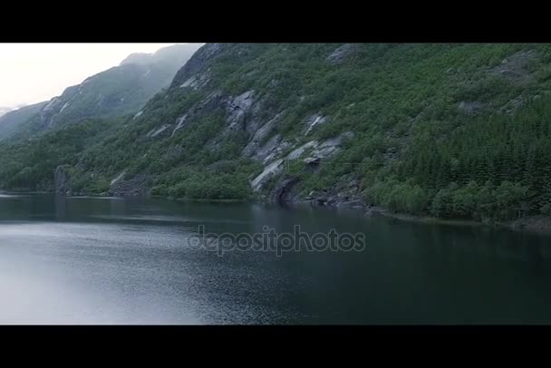 ノルウェー。山。フォレスト。海への道。ドローンから Valley.View — ストック動画