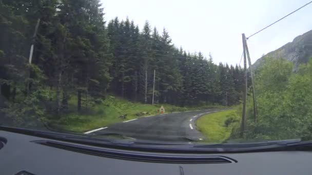 Voiture va sur les routes en Norvège 