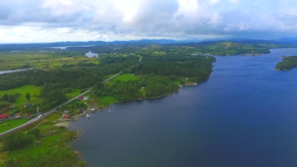 노르웨이, 항공 사진, 풍경, 바다, 산 — 비디오