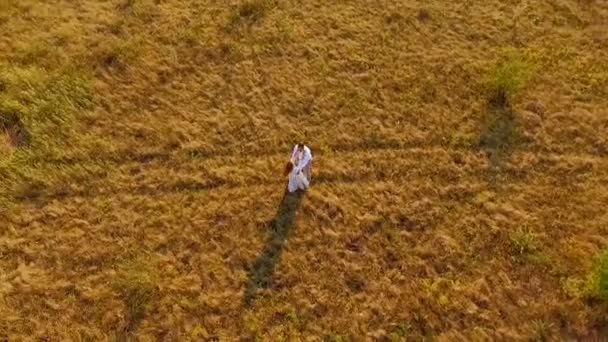 Pareja joven enamorada en el campo — Vídeos de Stock