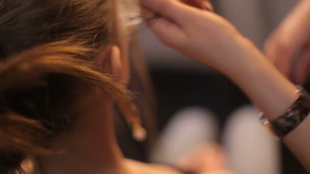 Styliste faire coiffure luxueuse du modèle — Video