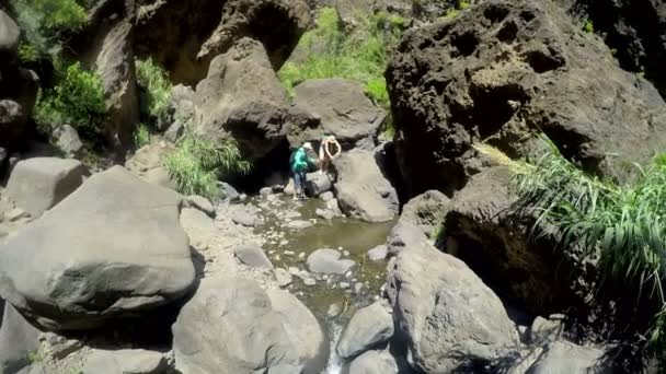 Masca Canyon Tenerife Canarias. Luchtfoto — Stockvideo