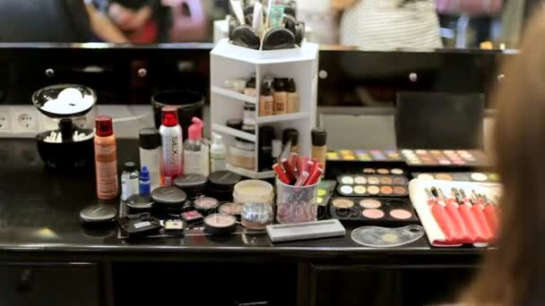 Cosmetici Professionali Lusso Nel Salone Trucco — Video Stock