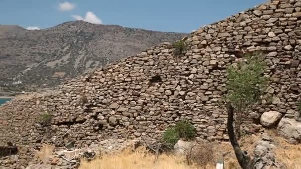 Island of Spinalonga in Crete Greece landmark — Stock Video