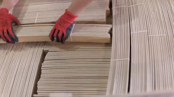 Výroba čalouněného nábytku. Skladových prostor — Stock video