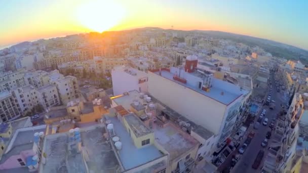 Panoramautsikt Över Malta Downtown Vacker Soluppgång — Stockvideo