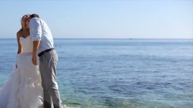 Gelin ve Damat Düğün günü deniz tarafından