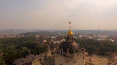 St. Georges Katedrali Lviv Ukrayna havadan görünümü.