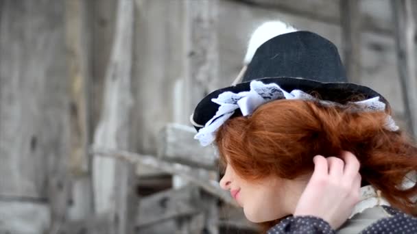 Red-haired girl with a magic rat. Fairy tale characters — Stock Video