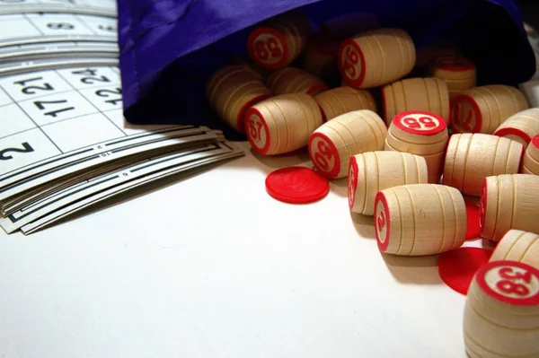 Lotto Jogo Barris Loteria Madeira Bolsa Batatas Fritas Cartão Para — Fotografia de Stock