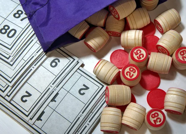 Lotto Jogo Barris Loteria Madeira Bolsa Batatas Fritas Cartão Para — Fotografia de Stock