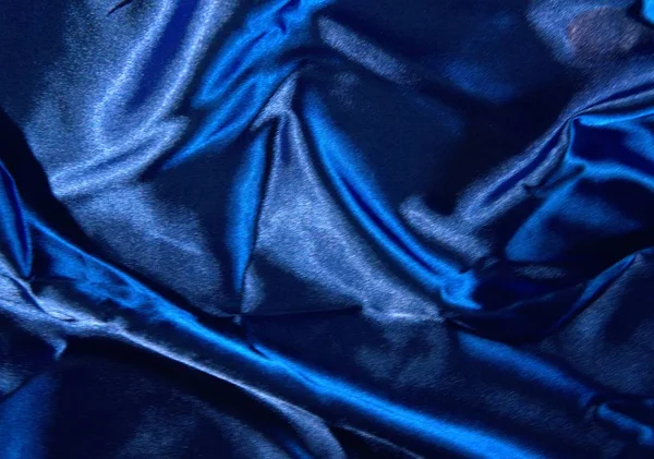 Textura Tecido Ondas Seda Azul — Fotografia de Stock