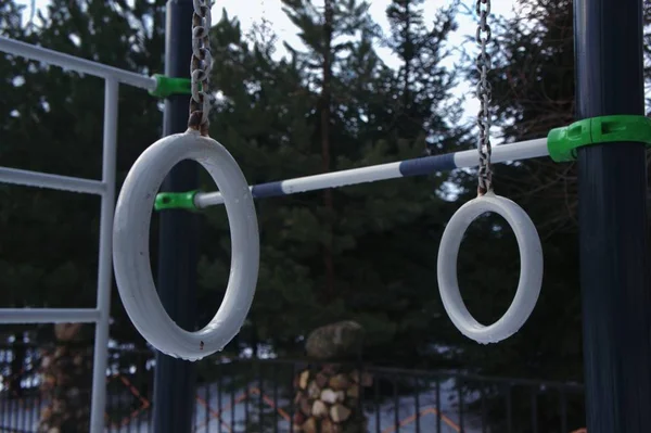 Outdoor Gymnastic Rings Children Playground — Stock Photo, Image