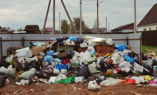 Uma Grande Pilha Lixo Problemas Ambientais Luta Contra Polietileno — Fotografia de Stock