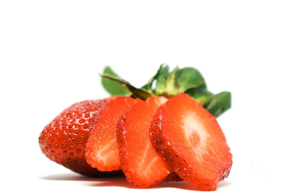 Fraise Fruit Gros Plan Isolé Sur Blanc — Photo