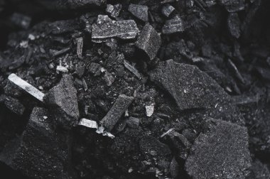 Izgarada yemek pişirmek için kömür arkaplan dokusu, kopyalama alanı