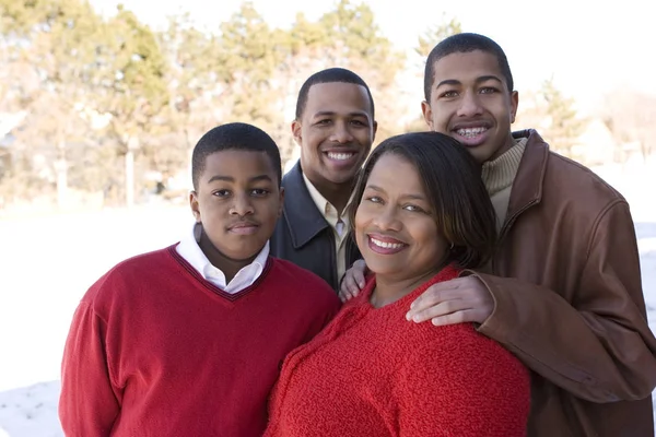 Afrikanisch-amerikanische Mutter und ihre Teenager-Söhne. — Stockfoto