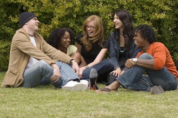 Diverse group of people talking and laughing. — Stock Photo, Image