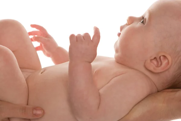 Nieuwe geboren baby geïsoleerd op wit. — Stockfoto