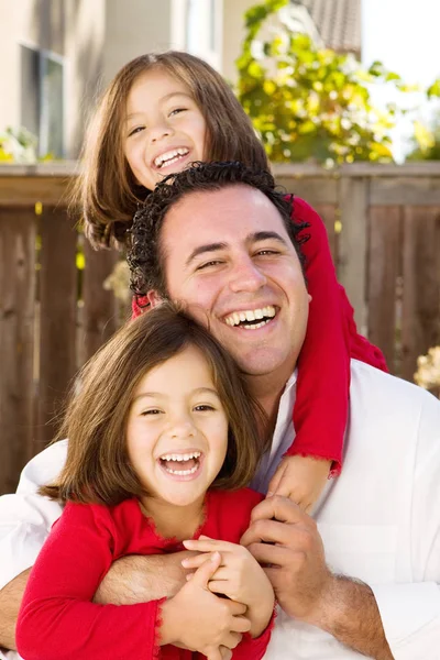 Happy Hispanic father and his daughter. — Stock Photo, Image