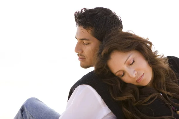 Beautiful Hispanic couple laughing and smiling. — Stock Photo, Image