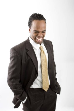 Beyaz izole şık dreadlocks işadamı.