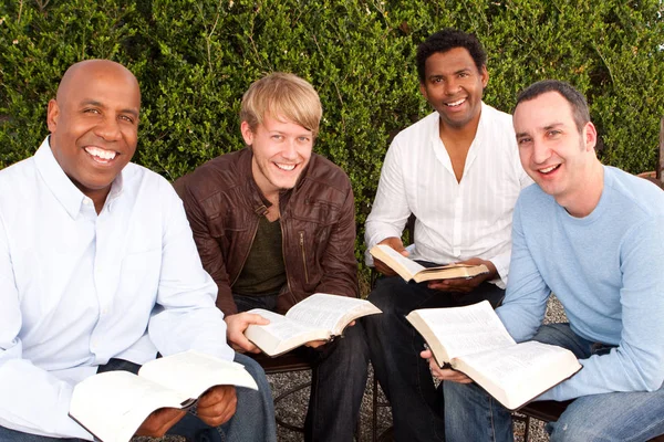Ποικιλόμορφη ομάδα ανδρών σπουδάζοντας μαζί. — Φωτογραφία Αρχείου