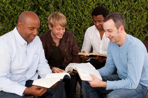 Tanuljunk együtt férfiak változatos csoportját. — Stock Fotó