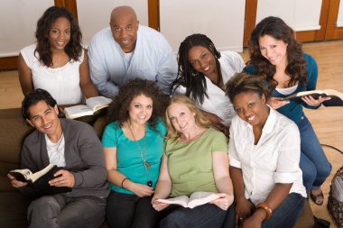Diverse group of women studing together. clipart