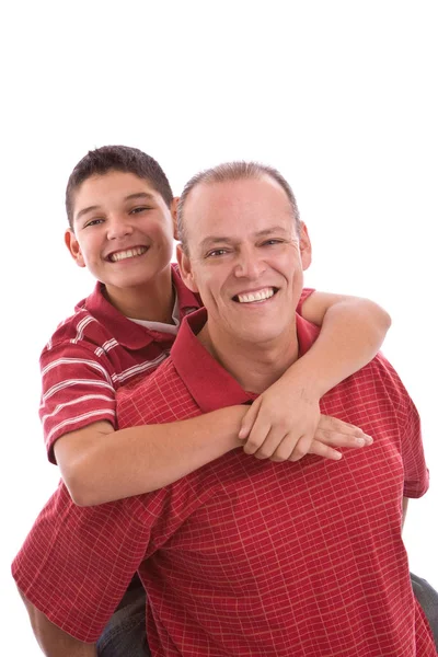 Happy Hispanic father and son. Stock Picture