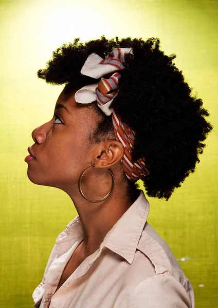 Profil, egy afro-amerikai nő. — Stock Fotó