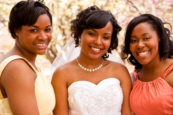 Novia afroamericana con sus damas de honor . — Foto de Stock