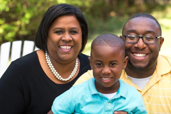 Madre afroamericana con su hijo y nieto . — Foto de Stock