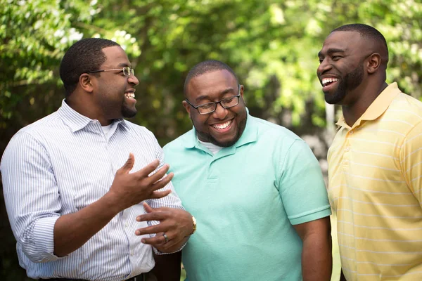 Bracia, śmiejąc się i rozmawiając. — Zdjęcie stockowe